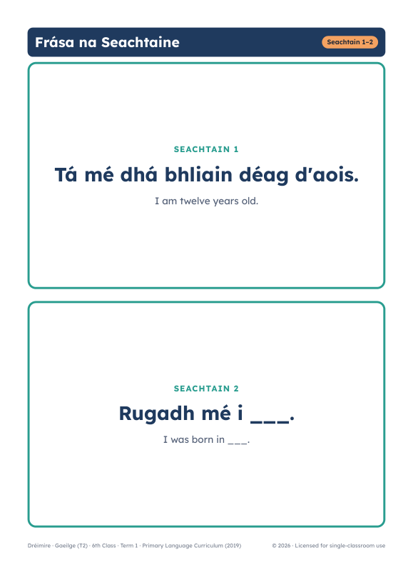 Frása na seachtaine poster